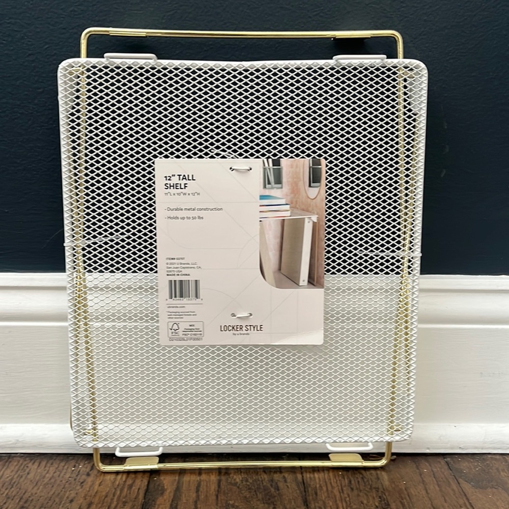 Locker Style 12” Tall Collapsible Shelf. Great for school lockers. Brand new.